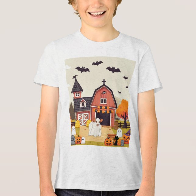 Cute Halloween cow Tri-Blend Shirt (Front)