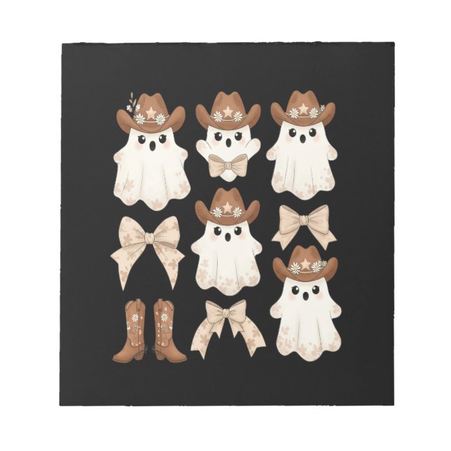 Cute Halloween Cowboy Ghost Notepad (Front)