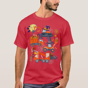 Cute Halloween Crane Truck Construction Pumpkin To T-Shirt