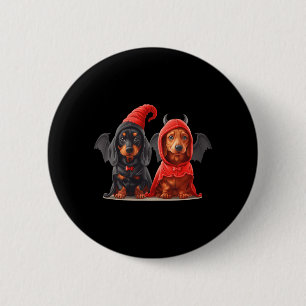 Cute Halloween Dachshund Dogs Devil Costume Black 6 Cm Round Badge