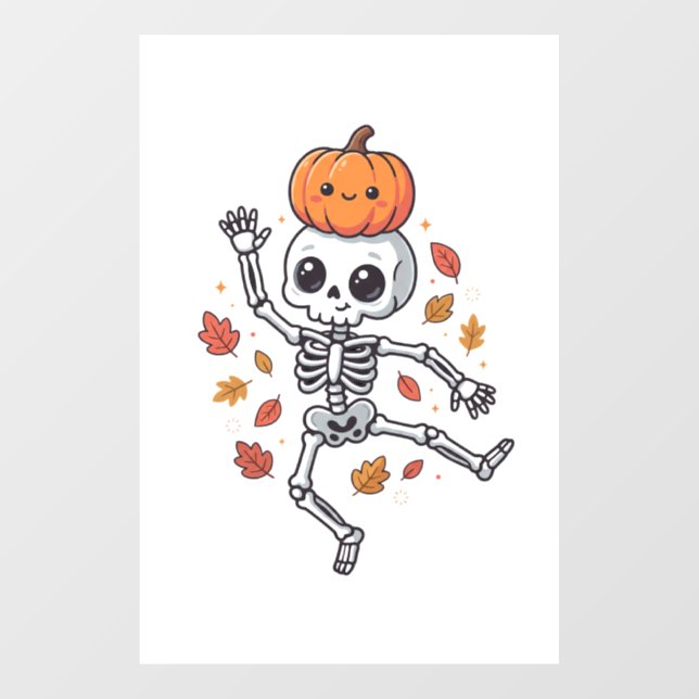 Cute Halloween Dancing Skeleton with Pumpkin Head (Sheet)