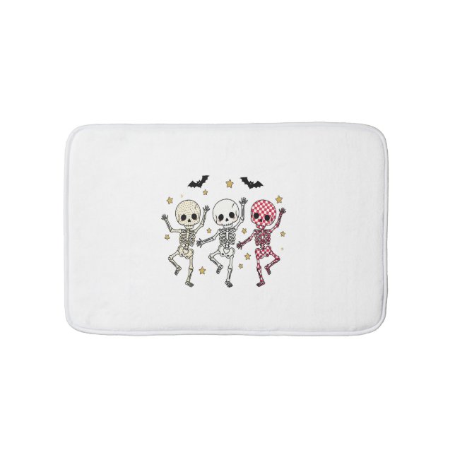 Cute Halloween Dancing Skeletons Bath Mat (Front)