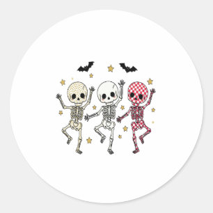 Cute Halloween Dancing Skeletons Classic Round Sticker