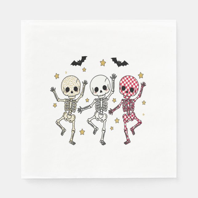 Cute Halloween Dancing Skeletons Napkin (Front)