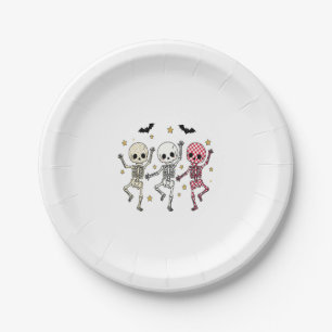 Cute Halloween Dancing Skeletons Paper Plate