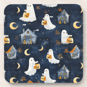 Cute Halloween design with ghosts and pumpkins Coaster