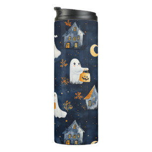 Cute Halloween design with ghosts and pumpkins Thermal Tumbler
