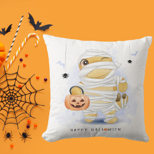 Cute Halloween Dinosaur Disguised as Mummy Pumpkin Cushion