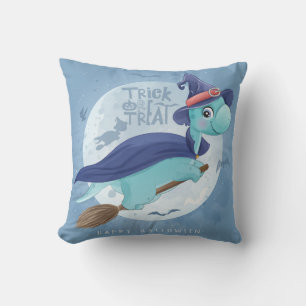 Cute Halloween Dinosaur Witch Moon Flying Bat Cushion