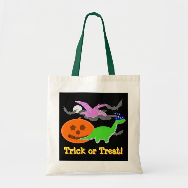 Cute Halloween Dinosaurs Trick or Treat Candy Bag (Front)