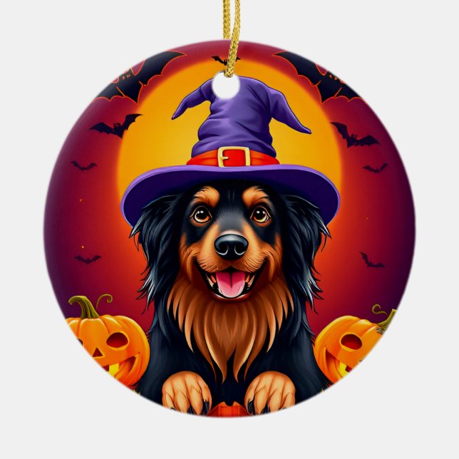 Cute halloween dog ceramic tree decoration (Front)