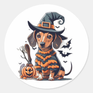 Cute Halloween dog Classic Round Sticker