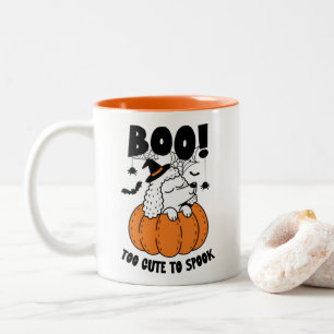 Cute Halloween Dog on Pumpkin Funny Spooky Season Two-Tone Coffee Mug
