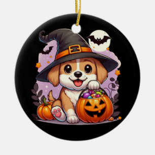 Cute Halloween dog/puppy Ceramic Tree Decoration