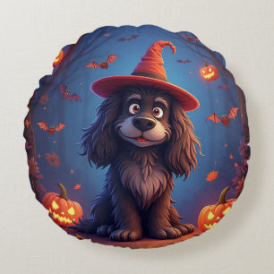 Cute Halloween dog Round Cushion