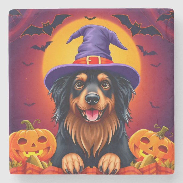 Cute halloween dog stone coaster (Front)