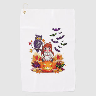 Cute Halloween Doll Owl Golf Towel