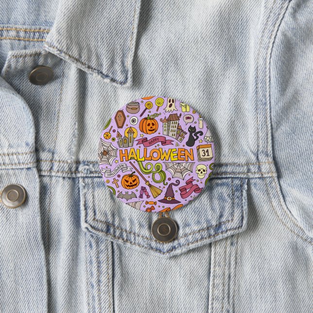 Cute Halloween Doodle Pattern 7.5 Cm Round Badge (In Situ)