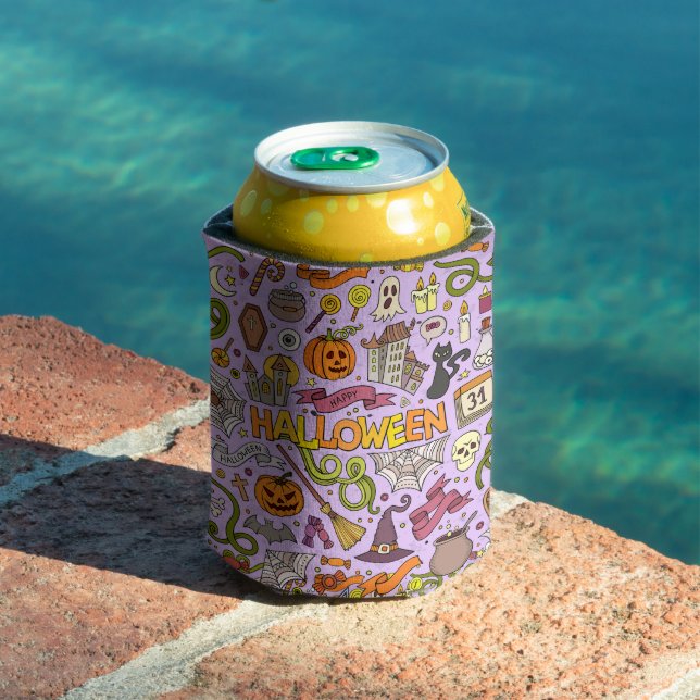 Cute Halloween Doodle Pattern Can Cooler (In Situ Pool)