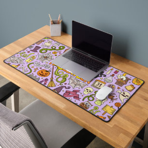 Cute Halloween Doodle Pattern Desk Mat