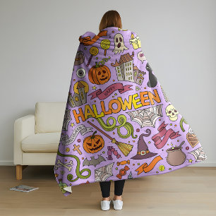 Cute Halloween Doodle Pattern Fleece Blanket