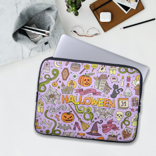 Cute Halloween Doodle Pattern Laptop Sleeve