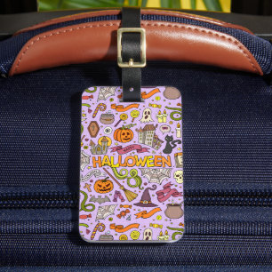 Cute Halloween Doodle Pattern Luggage Tag