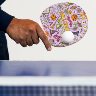 Cute Halloween Doodle Pattern Ping Pong Paddle
