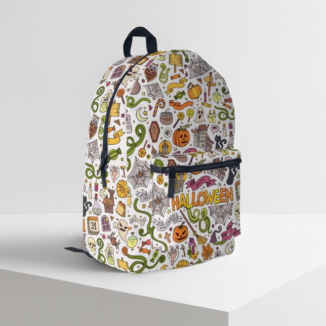 Cute Halloween Doodle Pattern Printed Backpack (Creator Uploaded)