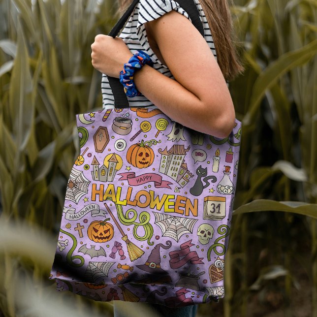 Cute Halloween Doodle Pattern Tote Bag (Creator Uploaded)