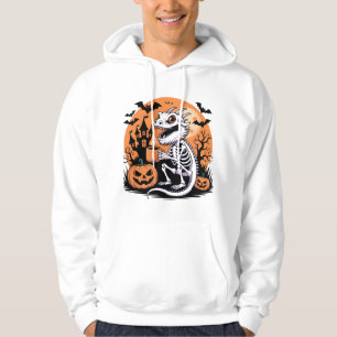 Cute Halloween Dragon Skeleton with Coffee Hoodie