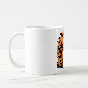Cute Halloween Dragon Skeleton with Coffee Mug