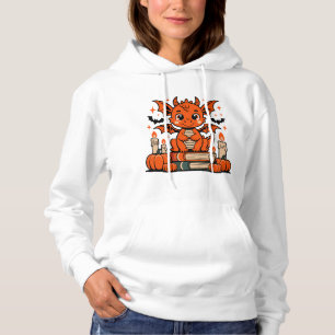 Cute Halloween Dragon with Books Hoodie