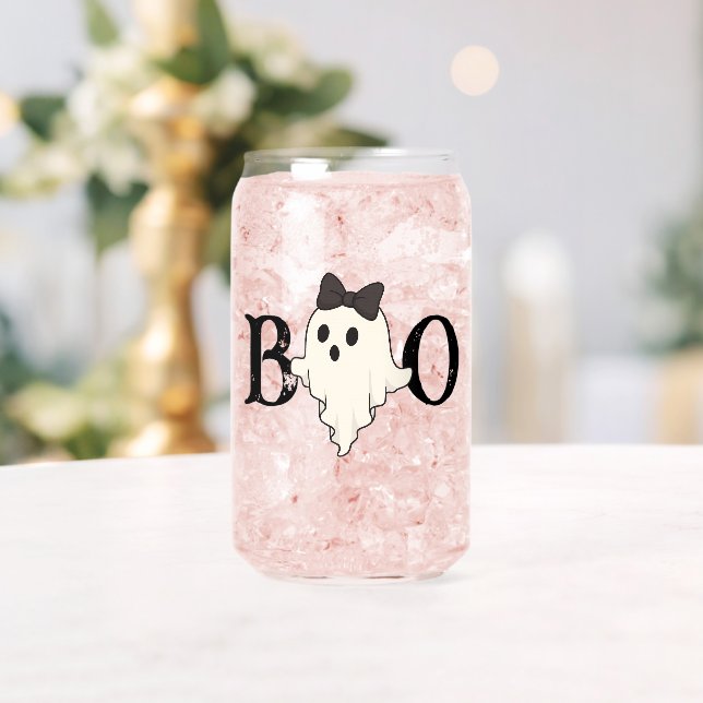 Cute Halloween Drinkware Set – "Boo" Ghost Can Glass (Insitu (Wedding))