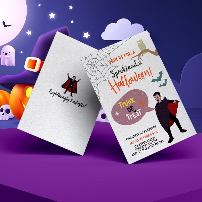 Cute Halloween Event Trunk Or Treat For Kids White Invitation (Cute Halloween Event Trunk Or Treat For Kids White Invitation)