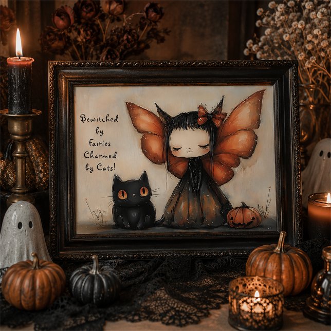 Cute Halloween Fairy Cat Whimsical Wall Art (Creator Uploaded)