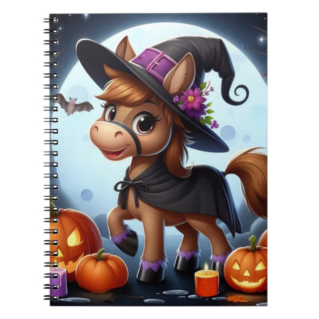 Cute Halloween/Fall horse, bat & pumpkins Notebook (Front)