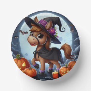 Cute Halloween/Fall horse, bat & pumpkins Paper Plate