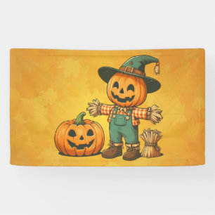 Cute Halloween/Fall scarecrow and pumpkin Banner