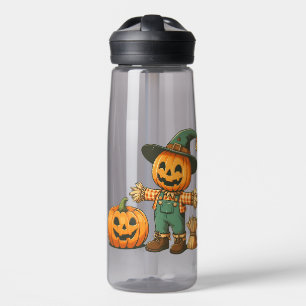Cute Halloween/Fall scarecrow and pumpkin Water Bottle