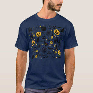 Cute Halloween Fall Theme Ghost Witch Broom Spooky T-Shirt