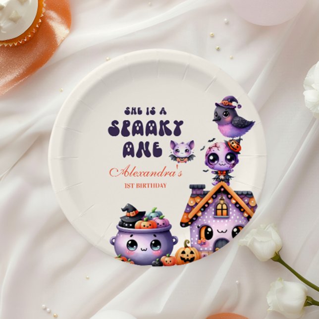 Cute Halloween First Birthday  Paper Plate (Creator Uploaded)