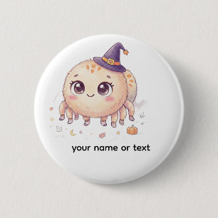 Cute Halloween Fluffy Spider with Witch Hat Colore 6 Cm Round Badge