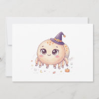 Cute Halloween Fluffy Spider with Witch Hat Colore