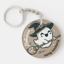 Cute Halloween Flying witch ghost Acrylic Keychain