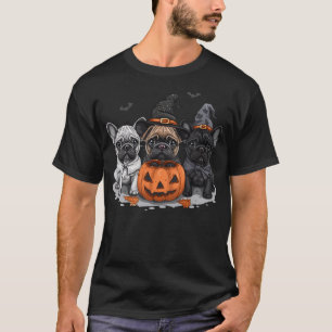 Cute Halloween French Bulldogs Witch Dog Pumpkin F T-Shirt