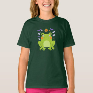 Cute Halloween Frog with Ghost Friends T-Shirt