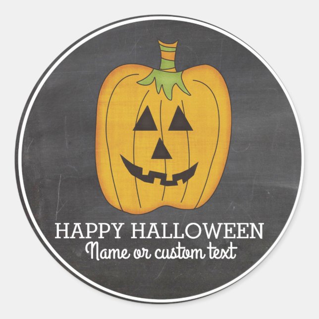 Cute Halloween Funny Pumpkin Jack O Lantern Custom Classic Round Sticker (Front)