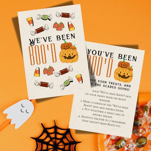 Cute Halloween Games Boo Neighbour Game Card (Bring the Halloween spirit to the neighborhood with this "We've been Boo'd" game sign)