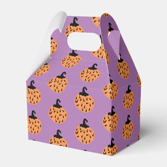 Cute Halloween Geometric Confetti Pumpkin Favour Box (Front Side)